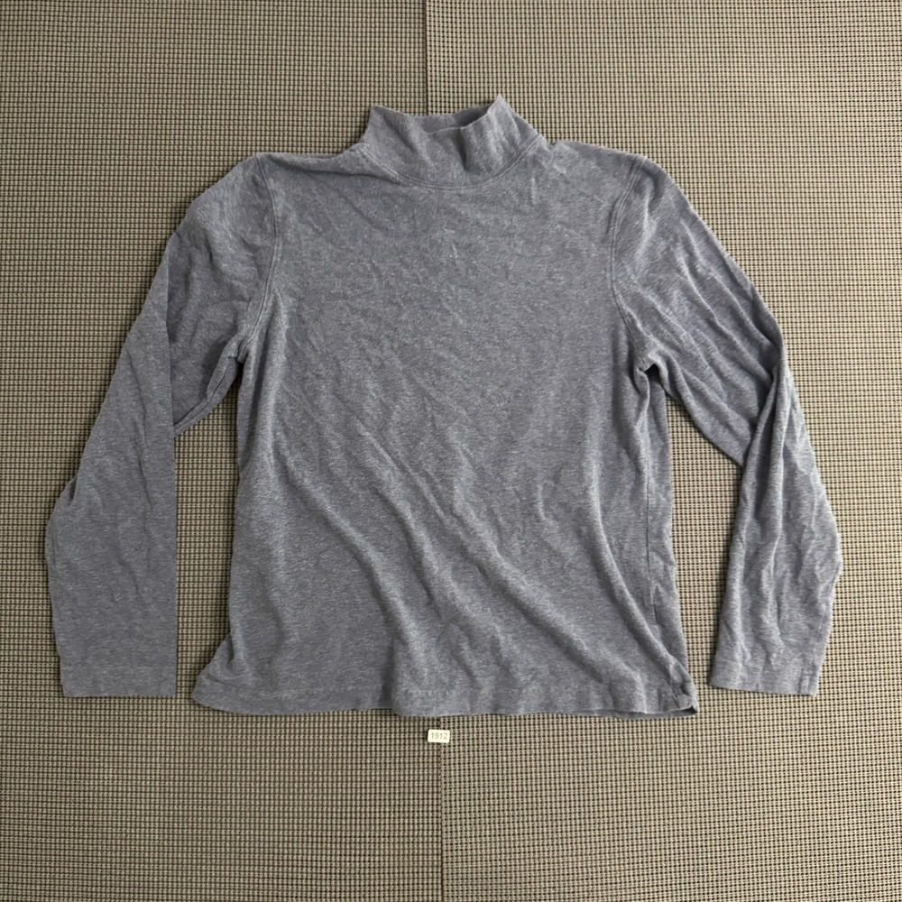 Croft & Barrow Petite Stretch Mock Neck Long Sleeve Top Blue Gray PM